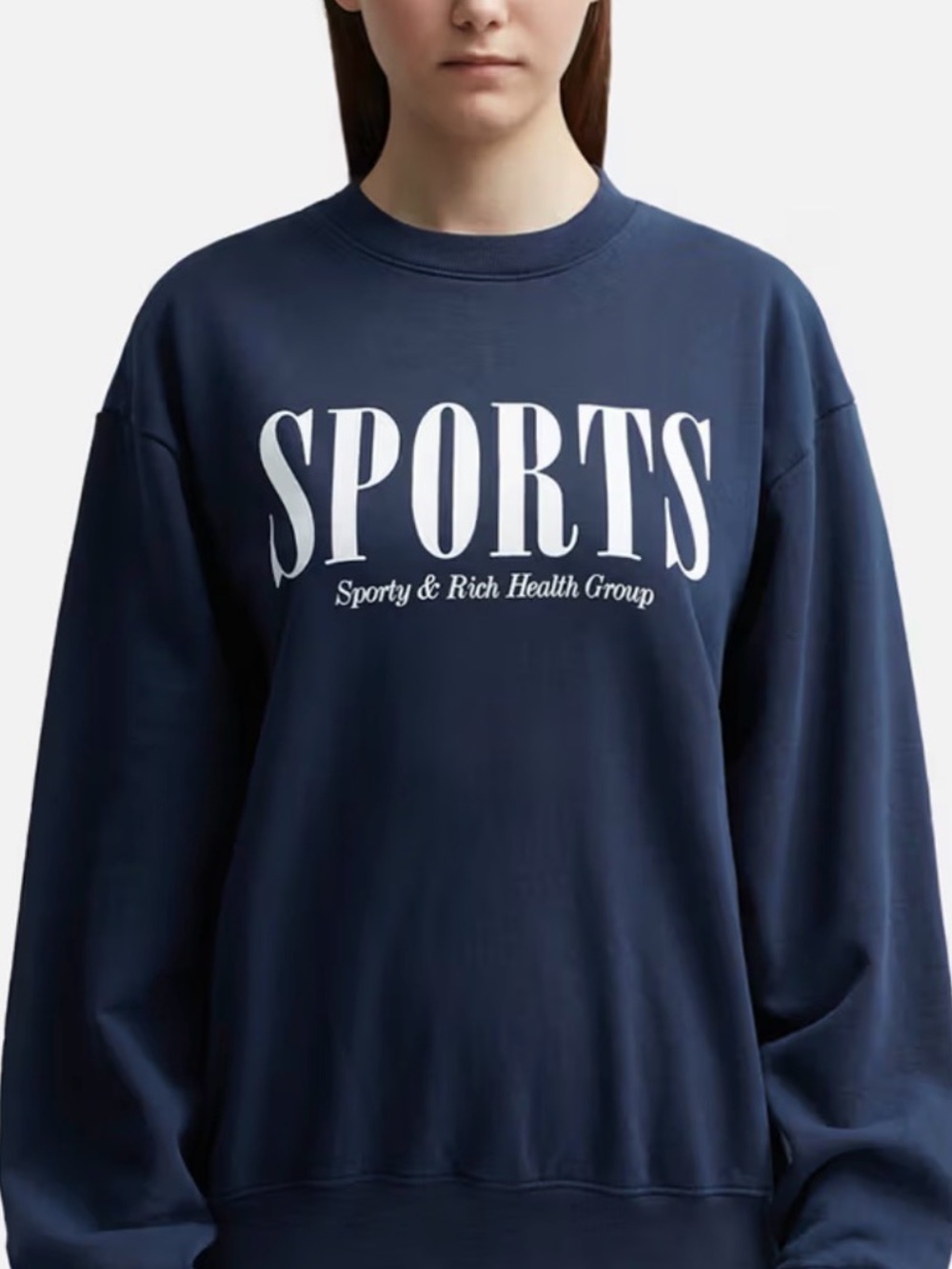 Sporty & Rich Navy Sweatshirt with White SPORTS Print